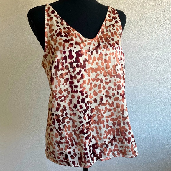 Satin Pajama Sexy Top XS Tank Top Giraffe Beige Brown Print NWT - Picture 2 of 11